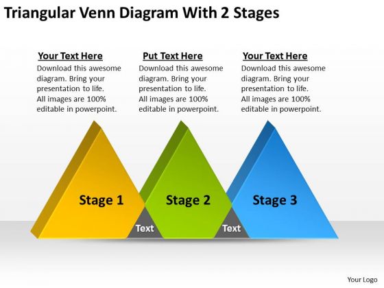 triangular venn diagram with 2 stages making business plan triangle venn diagram