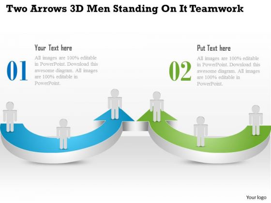 Two Arrows 3d Men Standing On It Teamwork Presentation Template Two Arrows 3d Men Standing On It Teamwork Presentation Template