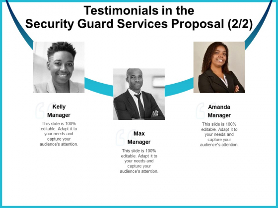 Uniformed Security Testimonials In The Security Guard Services Proposal Teamwork Clipart PDF Uniformed Security Testimonials In The Security Guard Services Proposal Teamwork Clipart PDF
