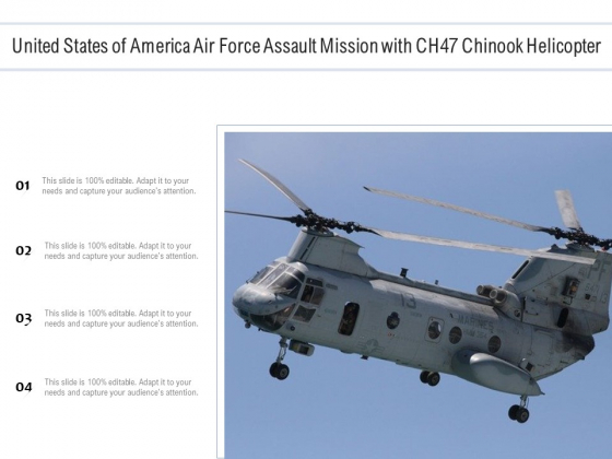 United States Of America Air Force Assault Mission With CH47 Chinook Helicopter Ppt PowerPoint Presentation Gallery Slide Download PDF