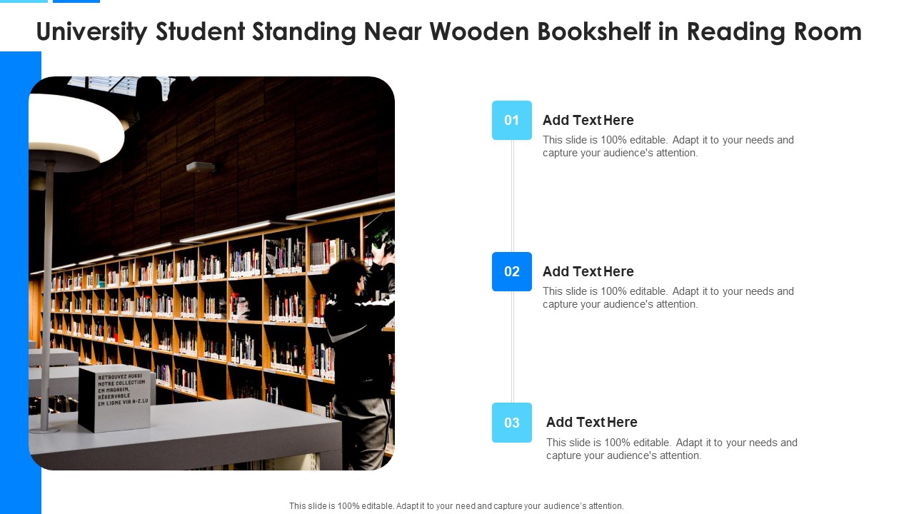 University Student Standing Near Wooden Bookshelf In Reading Room Sample PDF