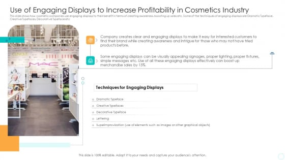Use Of Engaging Displays To Increase Profitability In Cosmetics Industry Portrait PDF Use Of Engaging Displays To Increase Profitability In Cosmetics Industry Portrait PDF