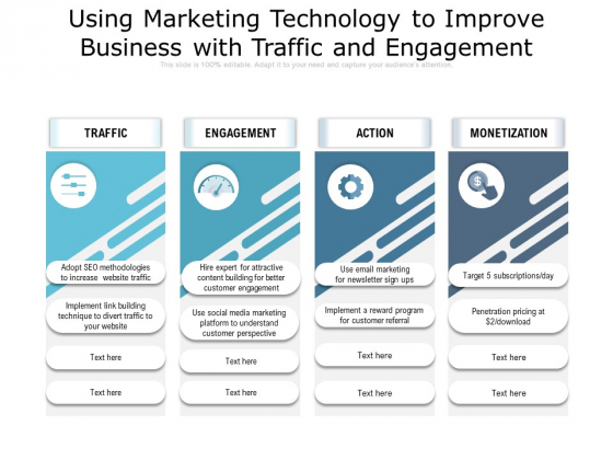 Using Marketing Technology To Improve Business With Traffic And Engagement Ppt PowerPoint Presentation Gallery Infographics PDF Using Marketing Technology To Improve Business With Traffic And Engagement Ppt PowerPoint Presentation Gallery Infographics PDF