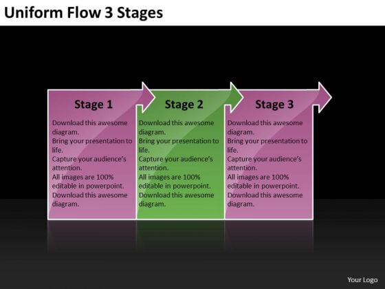 uniform flow 3 stages business tech support powerpoint slides 1