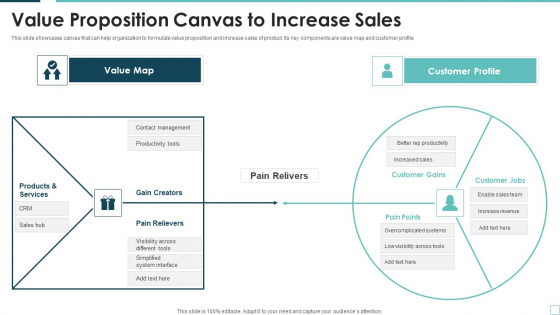 Value Proposition Canvas To Increase Sales Diagrams PDF