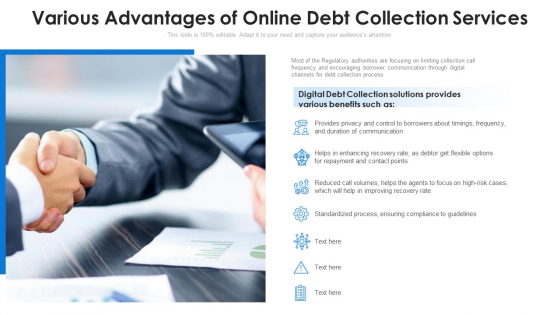 Various Advantages Of Online Debt Collection Services Ppt PowerPoint Presentation Visual Aids Pictures PDF Various Advantages Of Online Debt Collection Services Ppt PowerPoint Presentation Visual Aids Pictures PDF