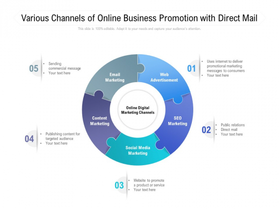 Various Channels Of Online Business Promotion With Direct Mail Ppt PowerPoint Presentation Portfolio Infographic Template Various Channels Of Online Business Promotion With Direct Mail Ppt PowerPoint Presentation Portfolio Infographic Template