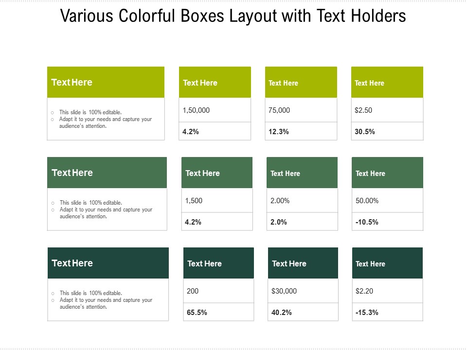 Various Colorful Boxes Layout With Text Holders Ppt PowerPoint Presentation File Background Images PDF