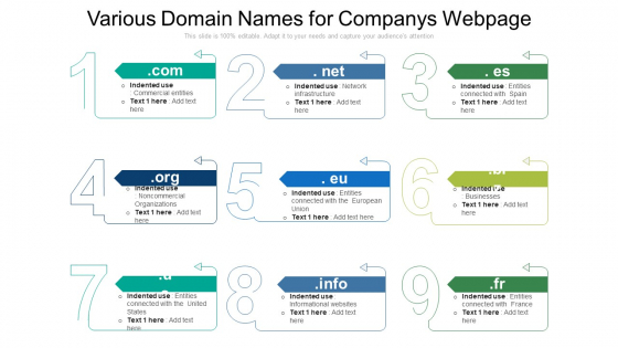 Various Domain Names For Companys Webpage Ppt Layouts Images PDF Various Domain Names For Companys Webpage Ppt Layouts Images PDF