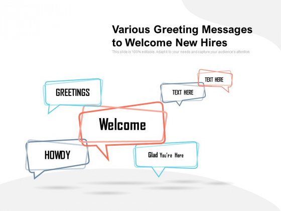 Various Greeting Messages To Welcome New Hires Ppt PowerPoint Presentation Infographics Outfit PDF Various Greeting Messages To Welcome New Hires Ppt PowerPoint Presentation Infographics Outfit PDF