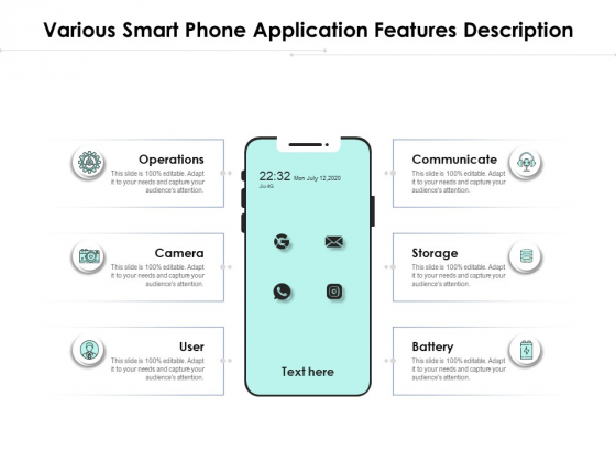 Various Smart Phone Application Features Description Ppt PowerPoint Presentation Pictures Graphic Images PDF Various Smart Phone Application Features Description Ppt PowerPoint Presentation Pictures Graphic Images PDF