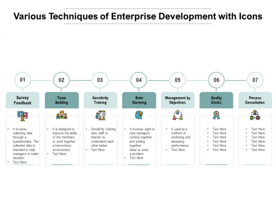 Various Techniques Of Enterprise Development With Icons Ppt PowerPoint Presentation Inspiration Design Inspiration Various Techniques Of Enterprise Development With Icons Ppt PowerPoint Presentation Inspiration Design Inspiration