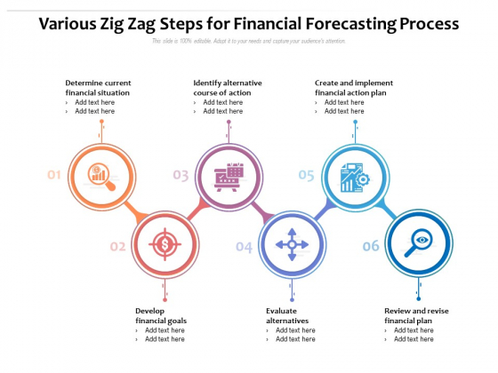 Various Zig Zag Steps For Financial Forecasting Process Ppt PowerPoint Presentation Icon Graphics Design PDF