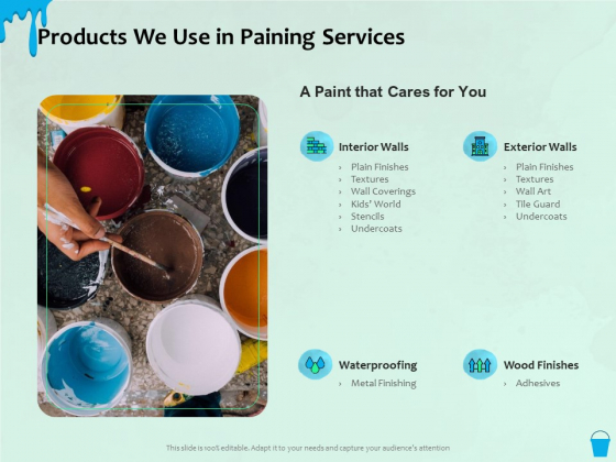 Varnishing Services Agreement Products We Use In Paining Ppt Outline Grid Pdf Powerpoint Templates - Interior Wall Finishes Ppt Varnishing Services Agreement Products We Use In Paining Ppt Outline Grid Pdf Powerpoint Templates - Interior Wall Finishes Ppt