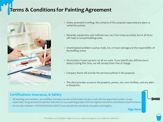 Varnishing Services Agreement Terms And Conditions For Painting Agreement Ppt Professional Styles PDF