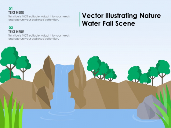 Vector Illustrating Nature Water Fall Scene Ppt PowerPoint Presentation File Summary PDF