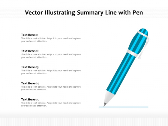 Vector Illustrating Summary Line With Pen Ppt PowerPoint Presentation Gallery Icons PDF