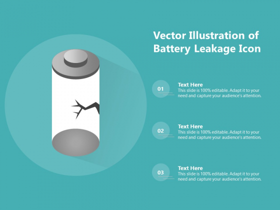 Vector Illustration Of Battery Leakage Icon Ppt PowerPoint Presentation Professional Pictures PDF
