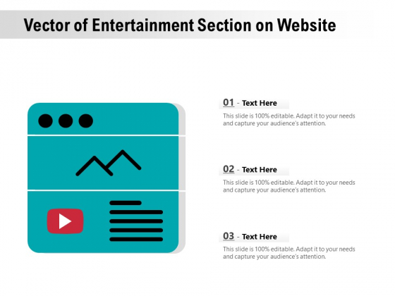 Vector Of Entertainment Section On Website Ppt PowerPoint Presentation Icon Smartart