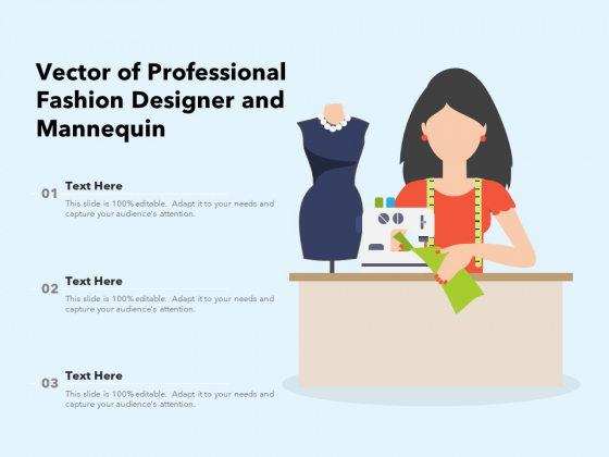 Vector Of Professional Fashion Designer And Mannequin Ppt PowerPoint Presentation File Example File PDF
