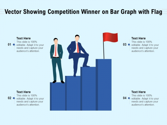 Vector Showing Competition Winner On Bar Graph With Flag Ppt PowerPoint Presentation File Sample PDF
