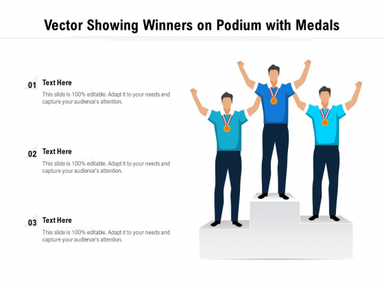 Vector Showing Winners On Podium With Medals Ppt PowerPoint Presentation File Graphic Images PDF