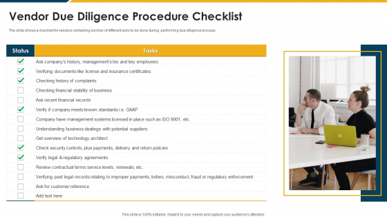 Vendor Due Diligence Procedure Checklist Diagrams PDF