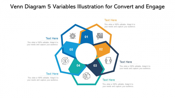 Venn Diagram 5 Variables Illustration For Convert And Engage Ppt PowerPoint Presentation Gallery Slides PDF