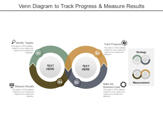 Venn Diagram To Track Progress And Measure Results Ppt PowerPoint Presentation Inspiration Slides