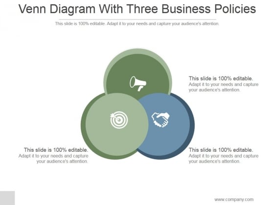 venn diagram with three business policies ppt powerpoint