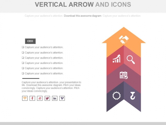 Vertical Arrow For Positioning Strategy Powerpoint Template