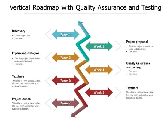 Vertical Roadmap With Quality Assurance And Testing Ppt PowerPoint Presentation Gallery Infographics PDF