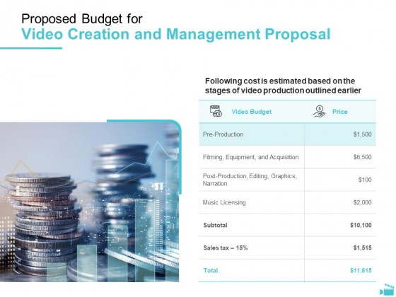 Video Development And Administration Proposed Budget For Video Creation And Management Proposal Icons PDF Video Development And Administration Proposed Budget For Video Creation And Management Proposal Icons PDF