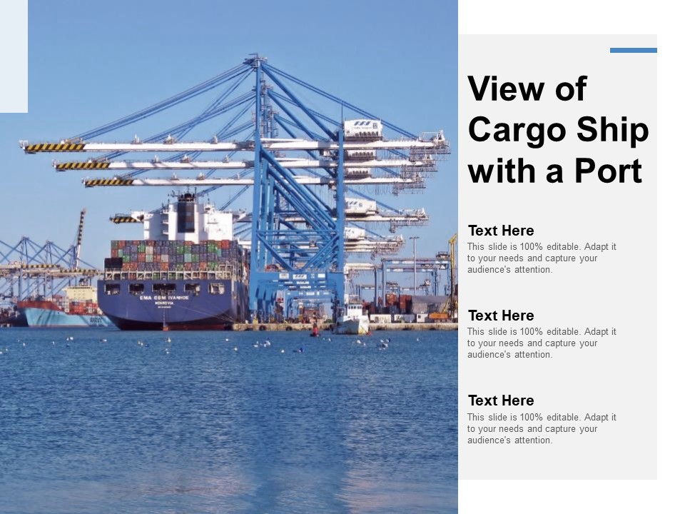 View Of Cargo Ship With A Port Ppt Powerpoint Presentation Summary Template