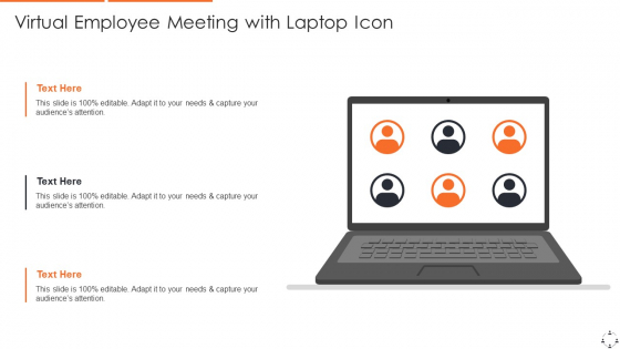 Virtual Employee Meeting With Laptop Icon Summary PDF