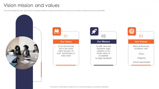 Vision Mission And Values Multinational Legal Firm Company Profile Brochure PDF Vision Mission And Values Multinational Legal Firm Company Profile Brochure PDF