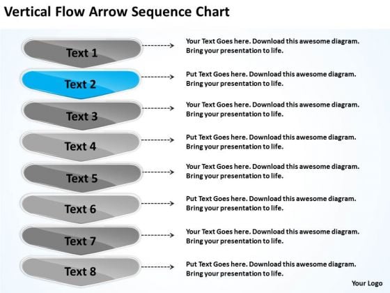 Vertical Flow Arrow Sequence Chart Subway Business Plan PowerPoint Slides