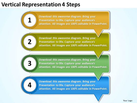 vertical representation 4 steps business tech support powerpoint slides 1