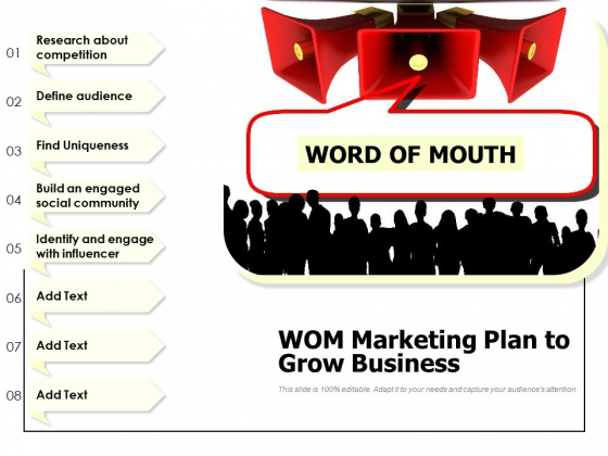 WOM Marketing Plan To Grow Business Ppt PowerPoint Presentation Show Aids