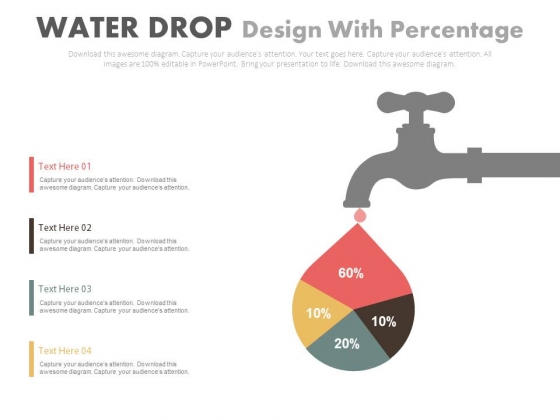 Water Drop Diagram With Percentage Chart Powerpoint Template Water Drop Diagram With Percentage Chart Powerpoint Template