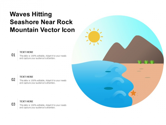 Waves Hitting Seashore Near Rock Mountain Vector Icon Ppt PowerPoint Presentation File Model PDF