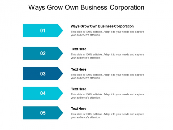 Ways Grow Own Business Corporation Ppt PowerPoint Presentation Infographic Template Layouts Cpb