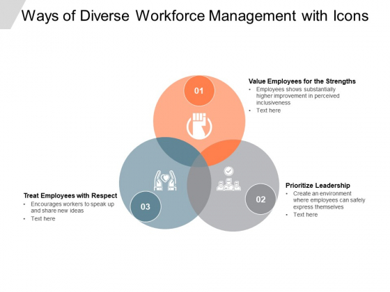 Ways Of Diverse Workforce Management With Icons Ppt Powerpoint Presentation Model Elements