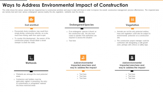 Ways To Address Environmental Impact Of Construction Elements PDF Ways To Address Environmental Impact Of Construction Elements PDF