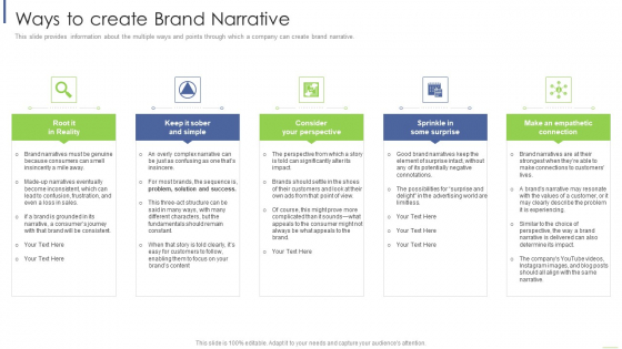 Ways To Create Brand Narrative Ppt Samples PDF Ways To Create Brand Narrative Ppt Samples PDF
