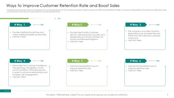 Ways To Improve Customer Retention Rate And Boost Sales Ppt File Introduction PDF