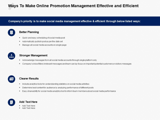 Ways To Make Online Promotion Management Effective And Efficient Ppt PowerPoint Presentation Styles Background Images