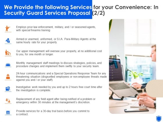 We Provide The Following Services For Your Convenience In Security Guard Services Proposal Professional PDF We Provide The Following Services For Your Convenience In Security Guard Services Proposal Professional PDF