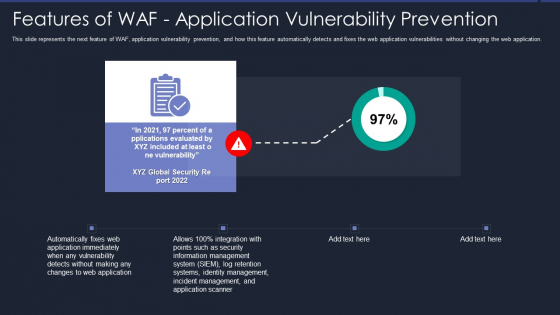 Web App Firewall Services IT Features Of WAF Application Vulnerability Prevention Information PDF