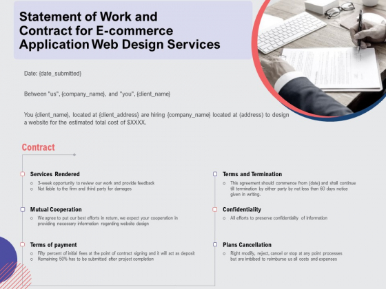 Web Design Services Ecommerce Business Statement Of Work And Contract For E Commerce Application Web Design Services Ideas PDF